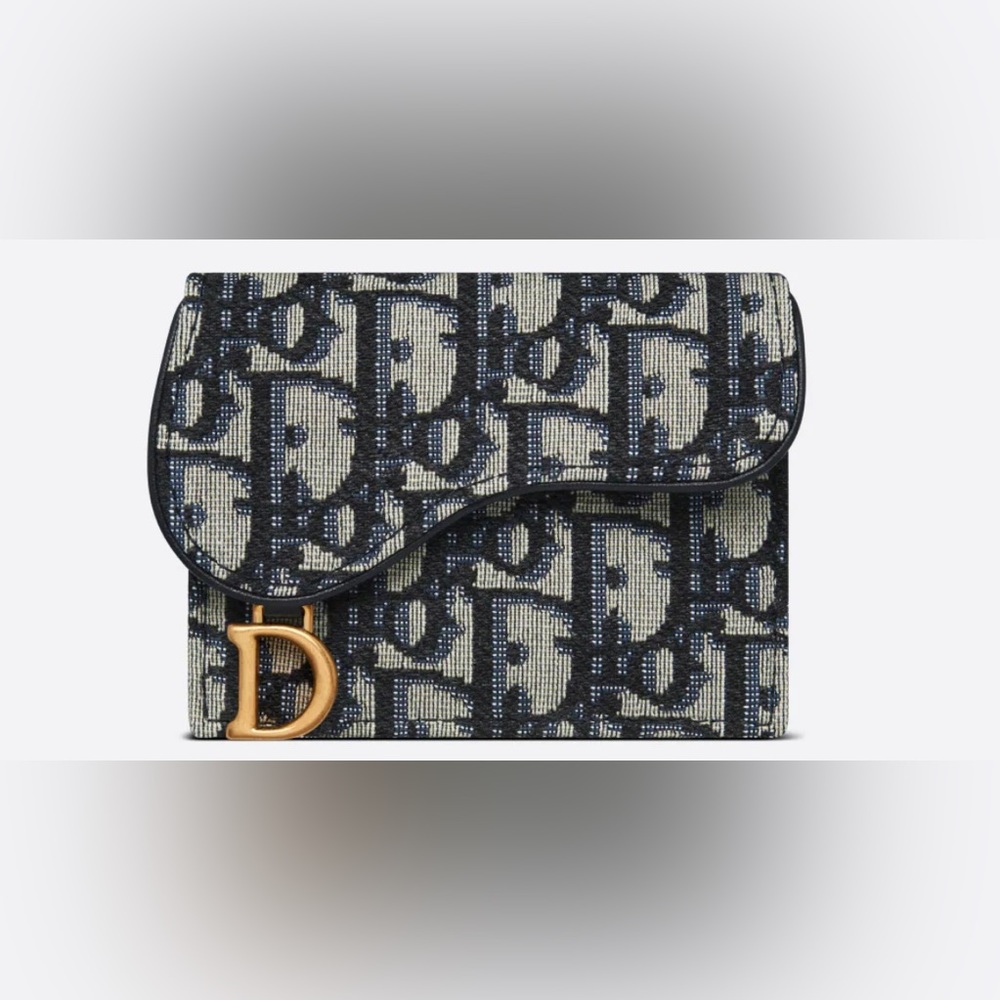 SADDLE CARD HOLDER BLUE DIOR OBLIQUE JACQUARD
